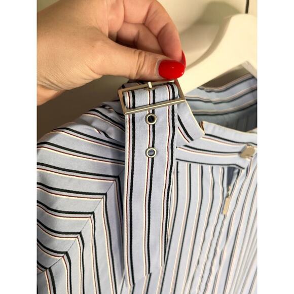 Tibi Striped Long Sleeve Belted Midi Shirt Dress Blue / White Women's Size 2 - Picture 9 of 12